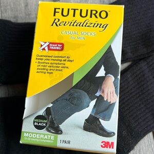 Revitalizing casual crew socks for men medium black moderate compression 2 pair